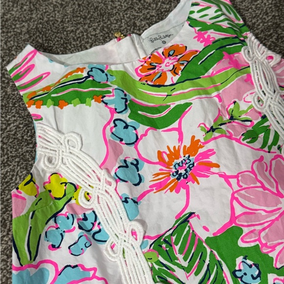 Lilly Pulitzer Nosey Posey Dress Girls Large 10/12 Floral Lined 100% Cotton - Picture 3 of 5